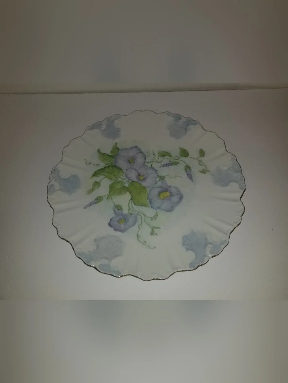 Vintage Floral Porcelain Serving Plate  Flowers Scalloped Edge